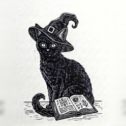 Ícono de Wizard Cat Reader: un gato negro con sombrero de mago